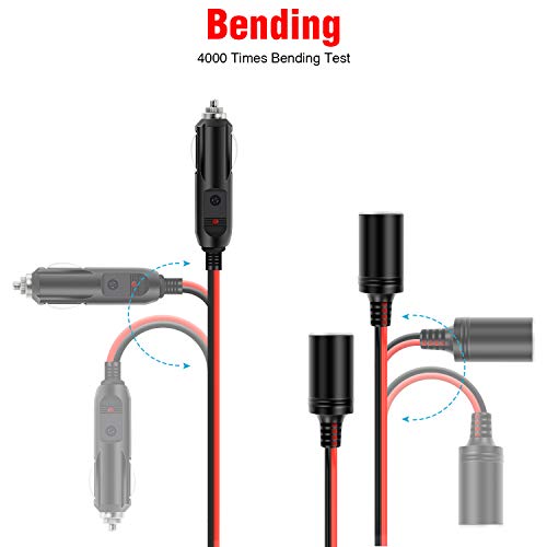 Nilight 1 to 2 Car Cigarette Lighter Splitter 1 Male 2 Female Plug Socket - color: 1 to 2 Cigarette Lighter Splitter