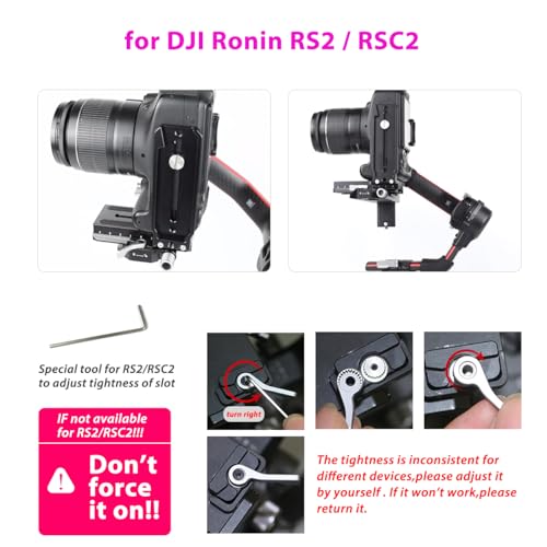 L Bracket Vertical Mount Quick Release Plate for DJI Ronin RSC2 / RS2/ RS3 / S, Zhiyun Weebill S Gimbal, DSLR Camera, Tripod, Monopod