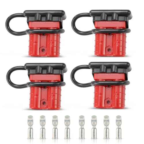 BUNKER INDUST 50A 6-10 Gauge Battery Quick Connect Disconnect Wire Harness Plug Kit 4 Pcs Battery Cable Quick Connect Disconnect Plug for Winch Auto Car Trailer Driver Electrical Devices,Red - color: red, size: 50A (4 Pack)
