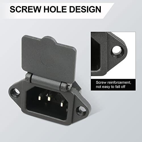 2 Pcs IEC 320 C14 Panel Mount Plug Adapter