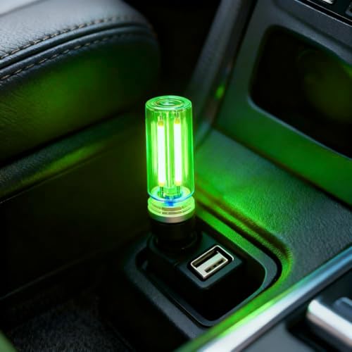 Car Retro Atmosphere Light, Mini Plug-in Touch Control USB Vehicle Glass Bottle LED Night Light, Portable Automotive Interior Ambient Lamp, Universal for Truck SUV Sedan (Green) - color: Green