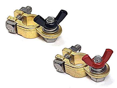 WindyNation 1 Pair Brass Marine Grade Battery Terminal Top Post for Boat Car RV (Military Spec. B-12128C) - color: 1 Pair, size: Battery Terminals