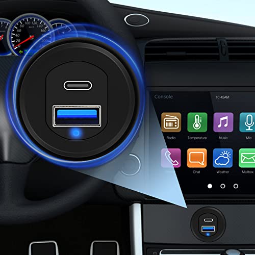 Type C 3.1 & USB 3.0 Car USB Port Mount Flush Extension Cable - style: USB3.0 + TC3.1 1ft