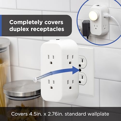 GE Outlet Extender, 6 Outlet Multi Plug Wall Power Splitter - size: 1 Pack
