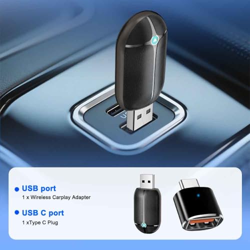 1-Pack Wireless CarPlay Adapter, 2-in-1 Android Auto Dongle, Leather Mini