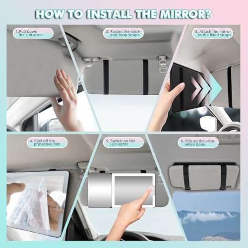 2pcs Car Sun Visor Vanity Mirror with Lights & 20X Magnification - color: 2pcs-Black