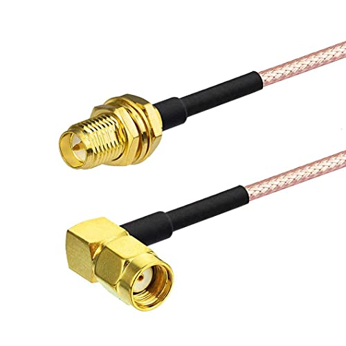 Bingfu WiFi Antenna Extension Cable (2-Pack) RP-SMA Male Right Angle to RP-SMA Female Bulkhead Mount RG316 Cale 30cm 12 inch for WiFi Router Security IP Camera Monitor Mini PCIE Card - color: 12 inch / 30cm Right Angle
