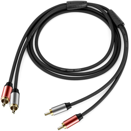 Stereo RCA Audio Cable 15ft, Gold Plated 2RCA Male to 2RCA Male – Hi-Fi Audio Cord for Subwoofer, HDTV, Amplifier, Home Theater, Speaker, DVD/CD Player - size: 15 Feet