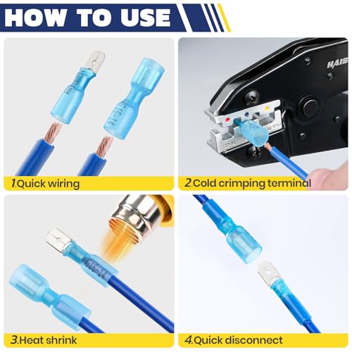 haisstronica 100PCS Heat Shrink Spade Connectors, 22-10 AWG, Male/Female - size: AWG 22-10, style: Male&Female Kit 100PCS