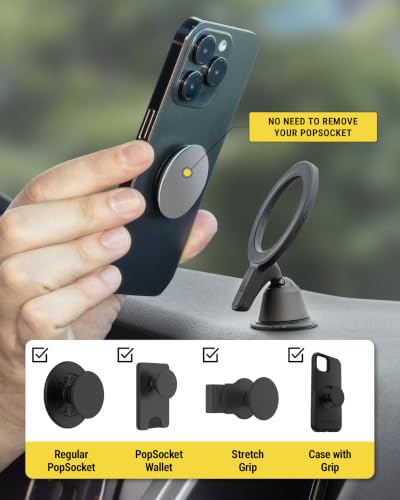 Scosche MagicMount Elite2 MagSafe Car Mount, Magnetic Phone Holder for Car Dashboard, Hands-Free Phone Mount with Strong Magnetic Hold, Minimalist Design for iPhone 17/16/15/14/13/12 and MagSafe Cases