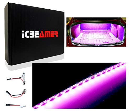 ICBEAMER 12" Purple 18SMD 2835 LED Strip Light Universal Fit Car Trunk Cargo Area or Interior Illumination - color: Purple