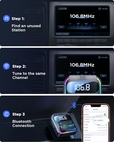 JOYROOM 81W Bluetooth 6.0 Car Adapter Wireless FM Radio Transmitter - color: Black Bluetooth FM Transmitter Car