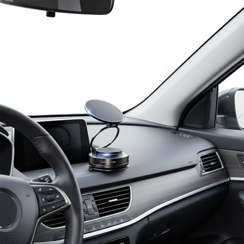 Vacuum Suction Cup Phone Holder, 360° Rotating Magnetic Double-Sided Car Phone Mount, Strong Grip Dashboard & Windshield Stand, Foldable Telescopic Phone Holder for Home Gym Mirror Use Black - color: Black