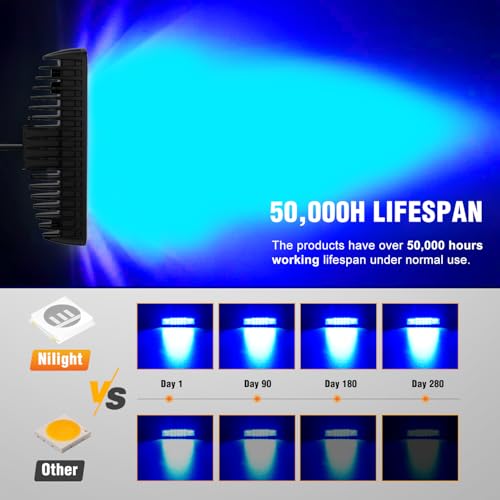 Nilight 2 PCS 6 Inch 60 W Blue LED Light Pods Spot Flood Combo Beam - color: 60W Led Pods 2Pcs Blue