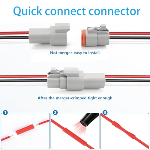 Deutsch DT Series 3 Pin Waterproof Connectors, 4Pairs 14 AWG Automotive Wiring Plug Kit for Truck, Boat, Car & LED Lights (3 Pin) - size: 3 Pin (4 pairs)