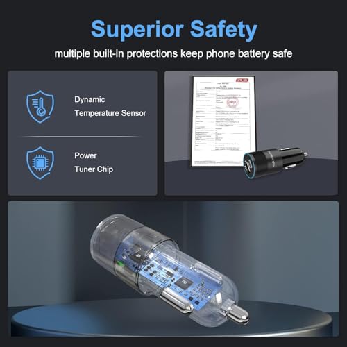 6 Pack 35W USB C & USB A Dual Ports Car Chargers for iPhone/Android Phones