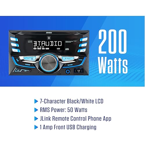 Jensen MPR420 Double DIN Bluetooth Car Stereo, AM/FM Radio, USB Playback