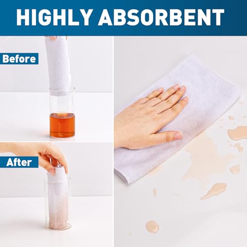 TEAWOO White Microfiber Towels- 150 Pack, Microfiber Cleaning Cloths Bulk - color: White, size: 150 Pack
