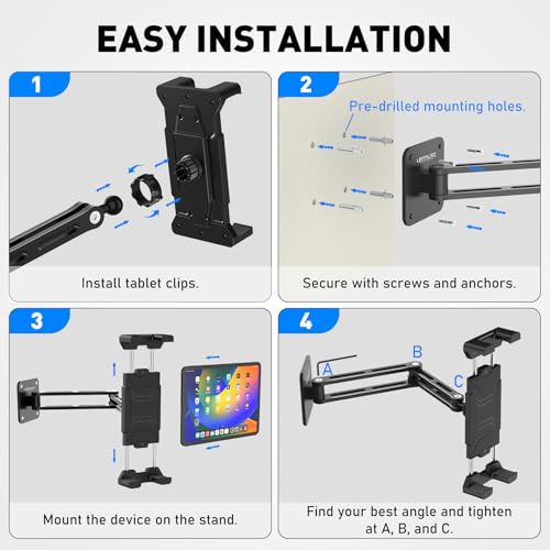 Urmust Tablet Wall Mount Holder for iPad, 4.7-15.6" - size: 2 Arm Pro-Up to 15.6"
