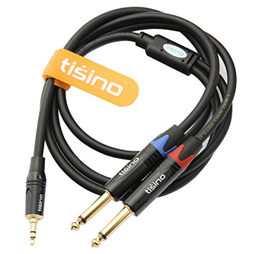 Tisino 1/8" to 1/4" Stereo Cable, Dual 1/4" to 3.5mm Audio Cable, 6.6FT/2m - size: 6.6 feet