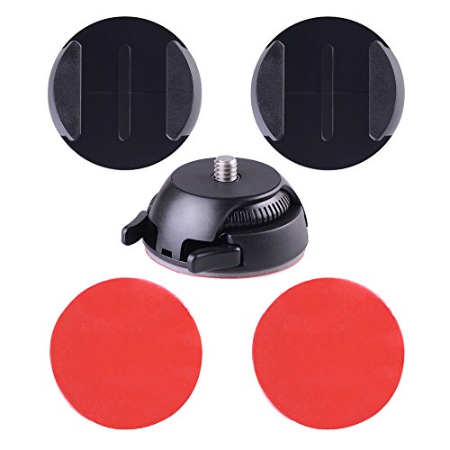 Andoer Quick Release Mount Holder Including Buckle + Flat and Curved Base Adhesive Tape for Samsung Gear 360 Camera for Ricoh Theta S/SC/M15 & Sports Action Panoramic Camera w/ 1/4" Screw Hole
