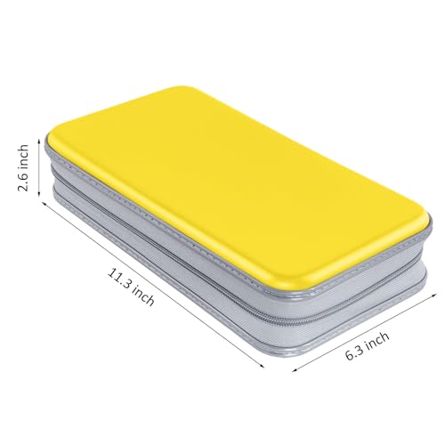 Siveit CD Case holder, 80 Capacity CD/DVD Case Holders Wallet Hard Plastic CD DVD Disc Cases Storage Binder for Car Home Office Travel (Yellow) - color: Yellow
