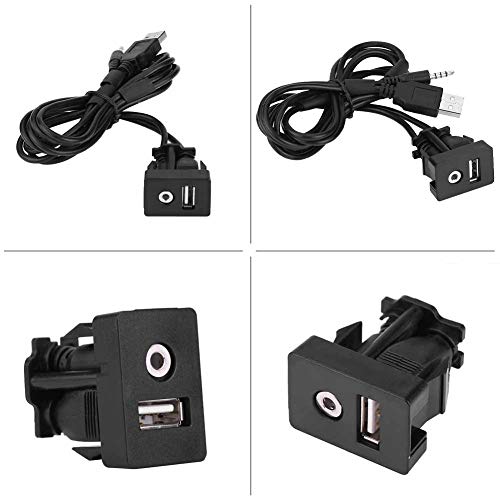 USB and 3.5mm Car Mount Panel, Lightweight Portable Flush Mount Dash Extension Cable with High Speed Data Transfer, for Most Vehicles Audio Devices