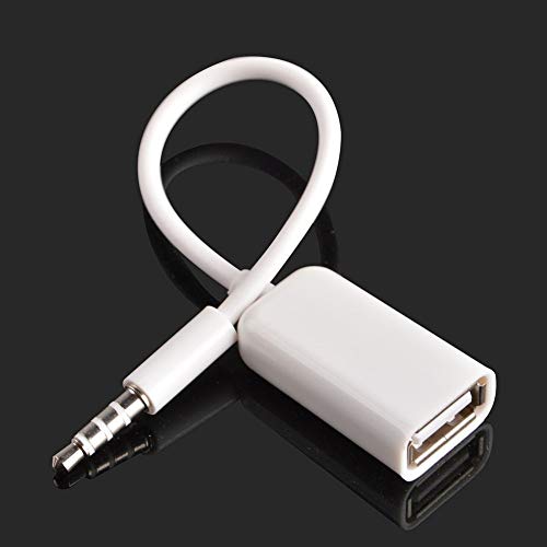 Oxsubor AUX to USB Adapter, 3.5mm Male Audio Jack to USB 2.0 Female Converter Cable, Only Work for Car AUX-in with MP3 Decoder, Not for Headset, Speakers, Phone,Computers, Camera,Microphone, Monitor