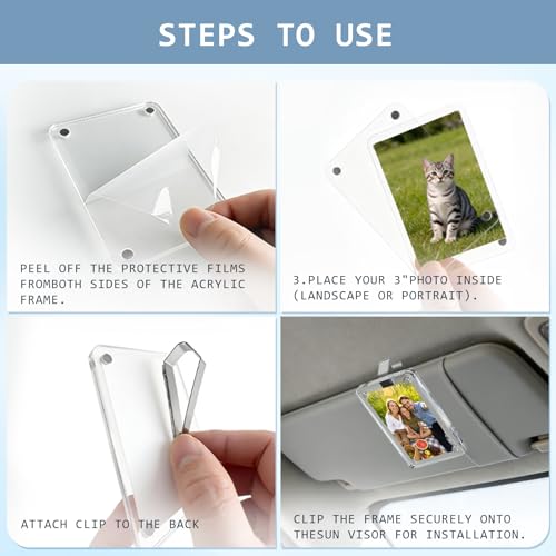 Magnetic Car Picture Holder Car Visor Photo Clip, Clear Acrylic 2Pcs