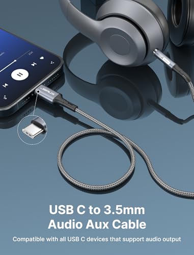 JSAUX USB C to 3.5mm Audio Aux Jack Cable 9.9ft, Aux Cord to USB C Car Cord - size: 3M