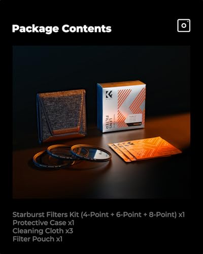 K&F CONCEPT 82mm Star Filters Kit 3pcs 4+6+8 Points Starburst Filters Set - size: 82mm
