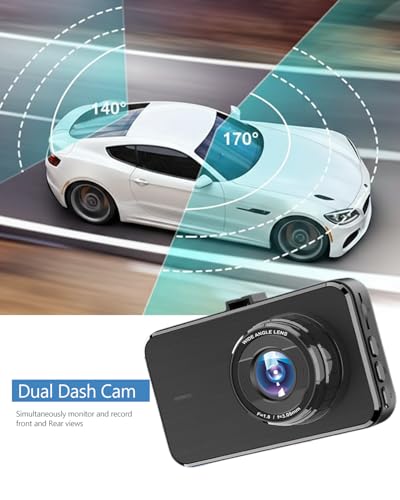 1080P Front and Rear Dash Cam, 3-in IPS Car Cam W/32GB Card - size: A16 Dash Cam Front and Rear