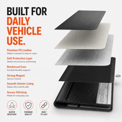 Car Registration and Insurance Holder, Carbon Black Premium PU Leather - color: Carbon Black