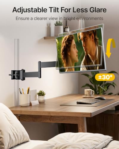 monTEK Long Arm Pole Mount Monitor Arm,17–32" Full Motion,22 lbs, 25" Reach - size: 25" Long Arm