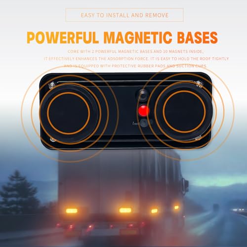 Green Magnetic Flashing Strobe Light/w Controller, Battery Operated Rechargeable LED Safety Beacon Lights, Portable Emergency Warning Light Bar for Vehicles, Trucks, Car 2-Pcs - color: 2pcs Green