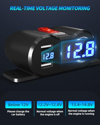 120W Dual USB Outlet Cigarette Lighter Socket Splitter LED Voltmeter - color: Black, size: 1P