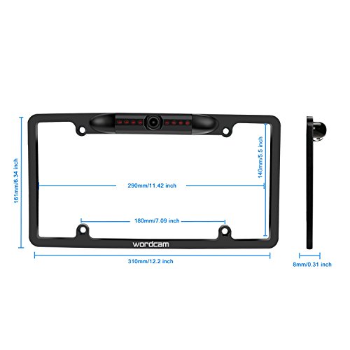 Wordcam License Plate Backup Camera, HD Front Rear View, Metal Frame Mount