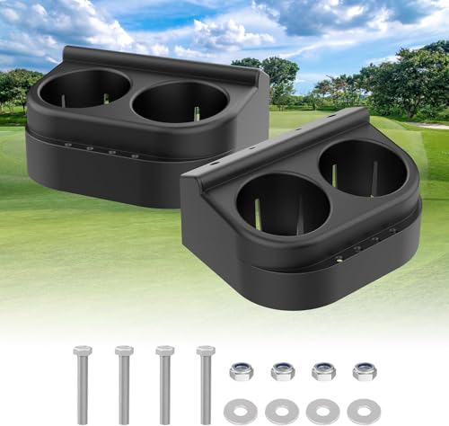 10L0L Golf Cart Dual Cup Holder for Club Car DS 1993-Up Gas & Electric Carts, Black ABS Plastic Drink Holder Storage Accessories, OEM# 1016811 101708301, 2 Pack