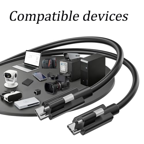 phoossno USB4 Cable with Screw-Lock 1.6ft, 80Gbps &240W, 8K, Compatible with Thunderbolt 4/3, Industrial Grade USB C Cable for Machine Vision Camera, Broadcasting Camera, ProAV Installation - size: usb 4.0 0.5m
