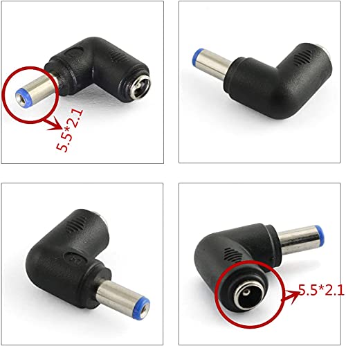 4pcs 90 Degree 5.52.1 Mm Male Jack to 5.52.1MM Female Plug Right Angle L Shaped DC Power Connector Adapter for Laptop - size: 5.5 x 2.1mm