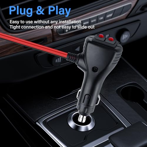 SinLoon 12V Car Cigarette Lighter Splitter Adapter with 2 Independent Switches 16AWG Cigarette Lighter 1 Male to 2 Female Sockets Y Splitter Power Cable with 15A Fuse 0.3M/1FT
