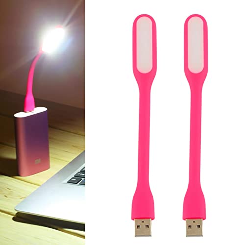 Mini Flexible Light, Portable USB Led Reading Night Lamp for PC Laptop Computer Notebook Power Bank - 2 Pack (Pink) - color: Pink