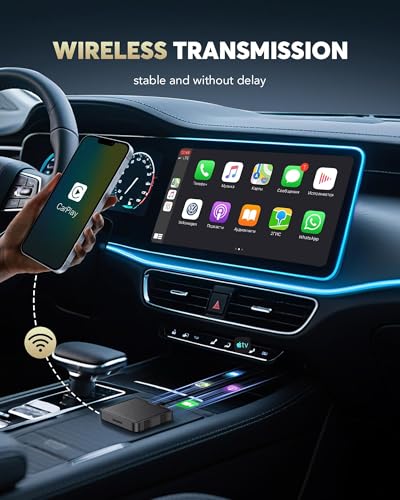2-in-1 Wireless CarPlay Adapter for Streaming Netflix/YouTube/TikTok/TF Card, 2025 Magic Video AI Box & Android Auto Dongle, Plug & Play, Fit with iPhone 8+/iOS10+/Android 11+