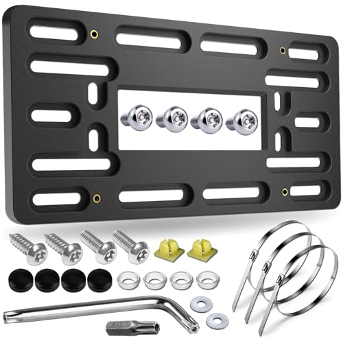 Aootf Front License Plate Bracket Holder, Bumper License Plate Mounting Kit - color: Black Bracket