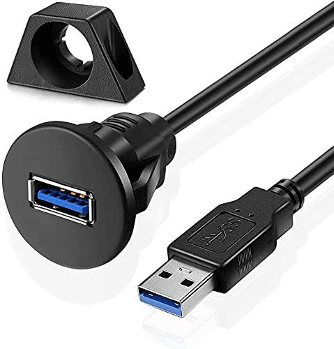 Small USB 3.0 Male to Female AUX Flush Panel Mount Extension Cable for Car Truck Boat Motorcycle Dashboard 3ft (Pack of 5) - size: 3 feet (Pack of 5)