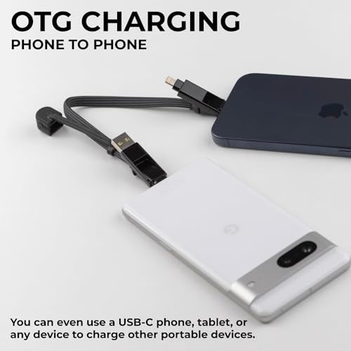 Rolling Square inCharge XL 6-in-1 Multi Charging Cable, Portable USB and USB-C Cable with 100W Ultra-Fast Charging Power, 1 Ft/0.3m, Urban Black - color: Black