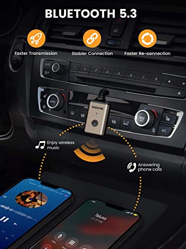 MaedHawk Rotatable Bluetooth 5.3 Wireless Aux Audio Receiver for car