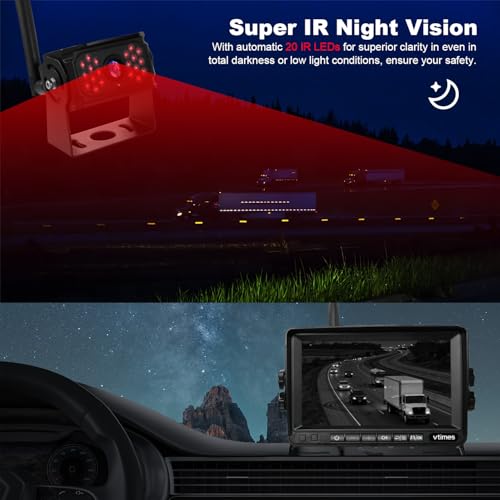 VTimes Wireless Backup 3 Camera for Trucks RV Backup Camera with HD Monitor - color: 7 inch - 3 Cameras
