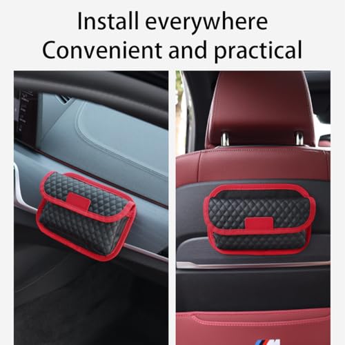 Bittwee Car Seat Side Pocket Organizer, PU Leather Multifunctional Automotive Storage Bag for Phones Keys Cards, Mini Seat Gap Filler Pouch for Door Console, Universal Vehicle Accessories (Red)