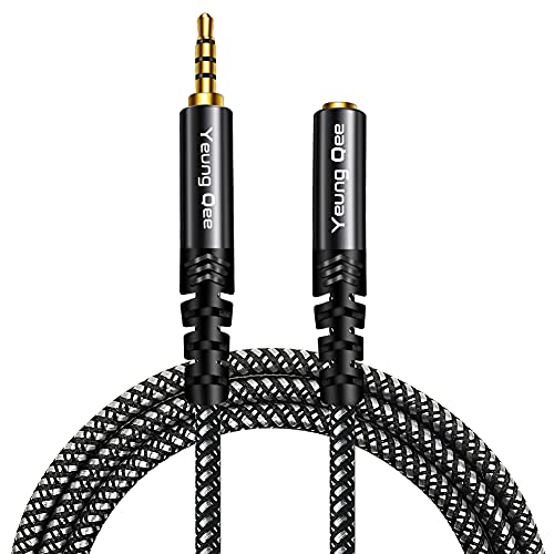 Headphone Extension Cable 1.5 ft, 4 Pole Nylon Braid 3.5mm TRRS Male to Female Lossless Stereo Audio Adapter Extension Cable for Tablet/PC/ PS4 and More (1.5FT/0.5M) - size: 1.5 ft